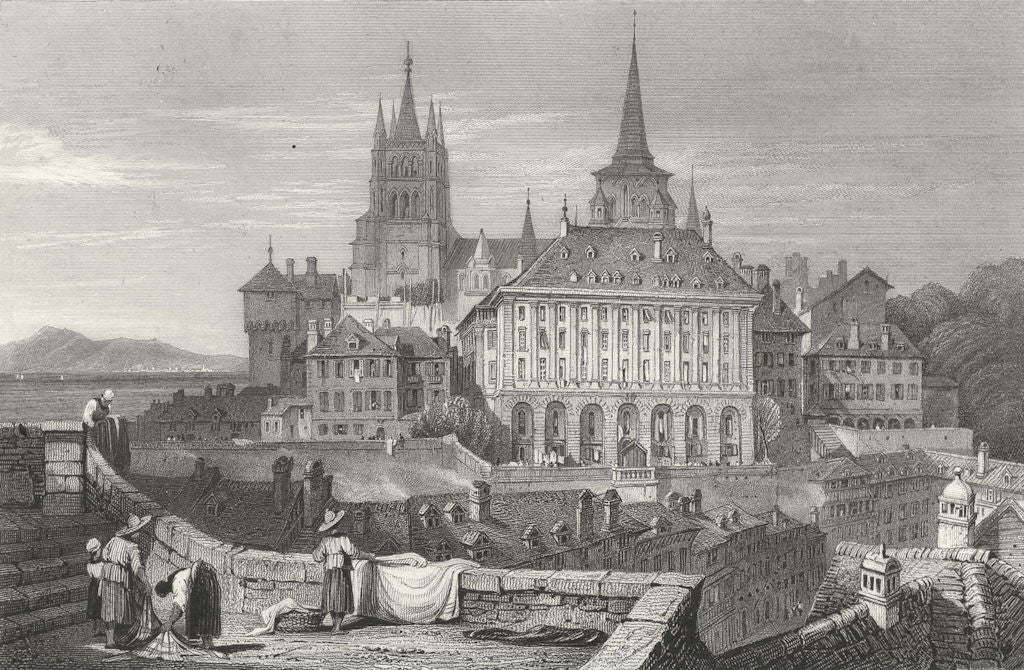 SWITZERLAND. Lausanne. Swiss. Prout 1830 old antique vintage print picture